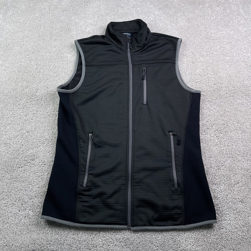 Bills Khakis Vest Mens Medium Black Grid Fleece Full Zip Pockets Casual